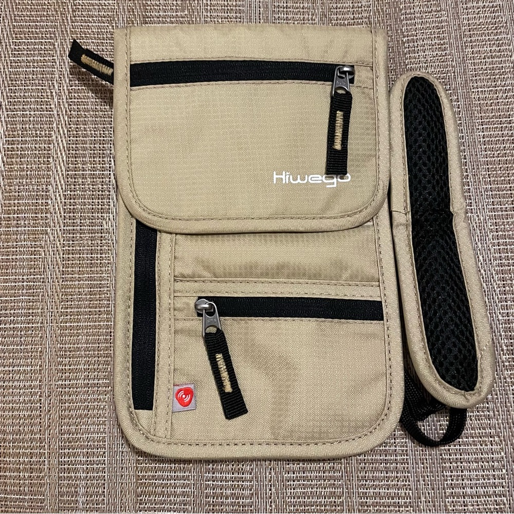 Hiwego travel neck pouch RFID blocking security wallet